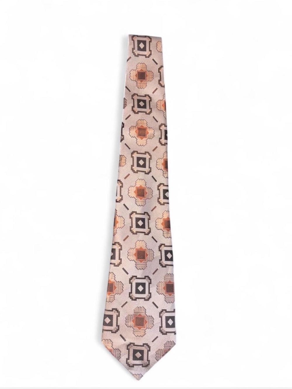 Classic Geometric Pattern Men's Tie - Orange and Brown